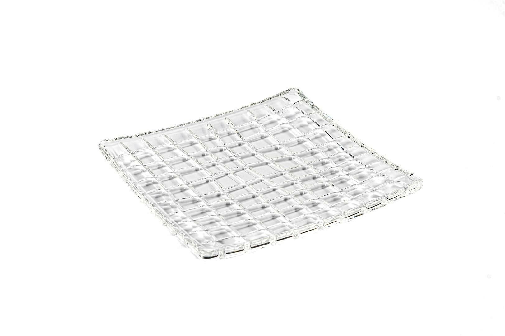 Çizgili Kare 6lı Cam Tabak 17x17x2cm
