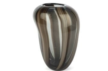 Kahve Çizgili Füme Cam Vazo 19x18x28cm