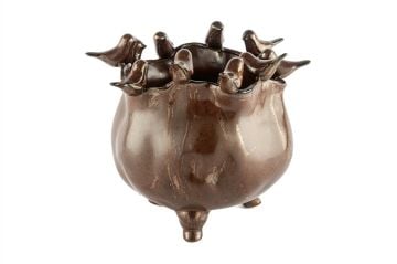 Kuşlu Kahve Vazo 28x24cm