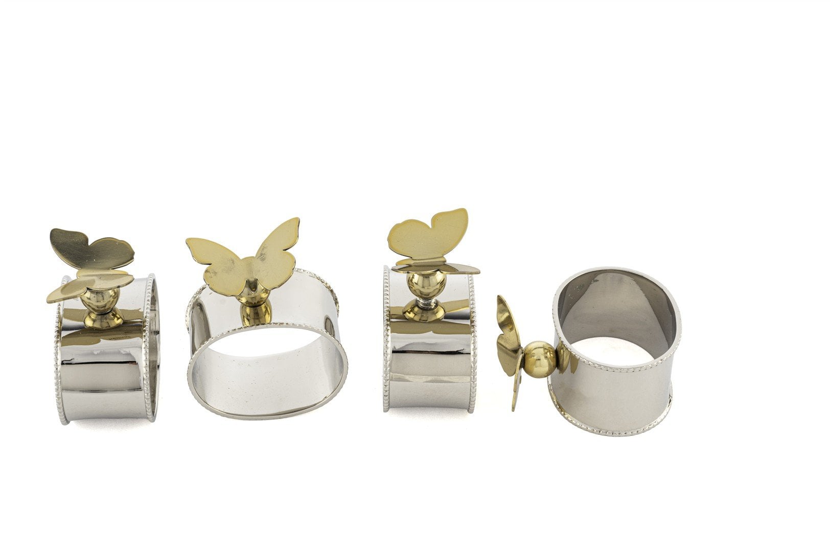 Silver Gold Kelebek 4lü Peçete Yüzüğü