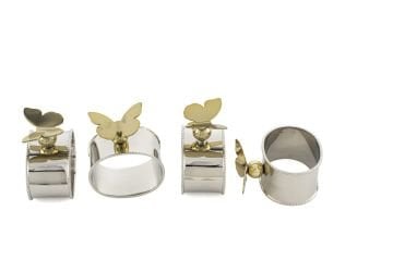 Silver Gold Kelebek 4lü Peçete Yüzüğü