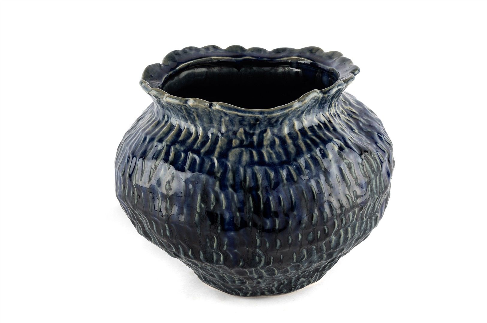 Lacivert Dokulu Vazo 31x25cm