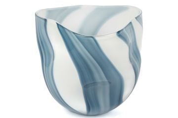 Mavi Beyaz Cam Vazo 23x22x20cm