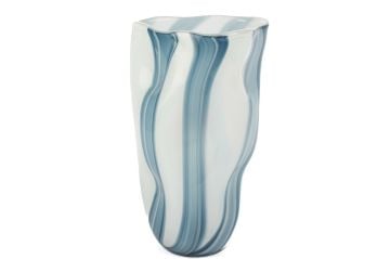 Mavi Beyaz Cam Vazo 24x23x36cm