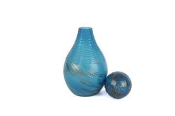 Mavi Bronz Dek Cam Şişe 17x35cm