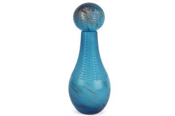 Mavi Bronz Dek Cam Şişe 18x47cm