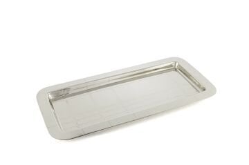 Gümüş Çizgili Dikdörtgen Tepsi 37x17cm