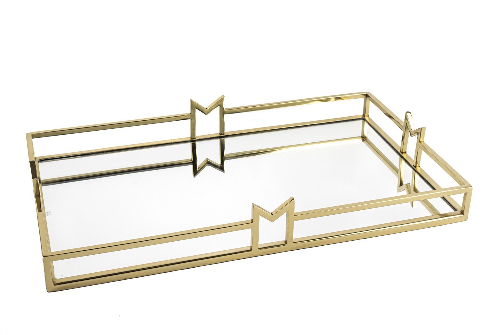 Gold Metal Aynalı Tepsi 50x30x7cm