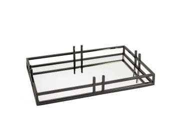 Siyah Metal Aynalı Tepsi 41x26x7cm