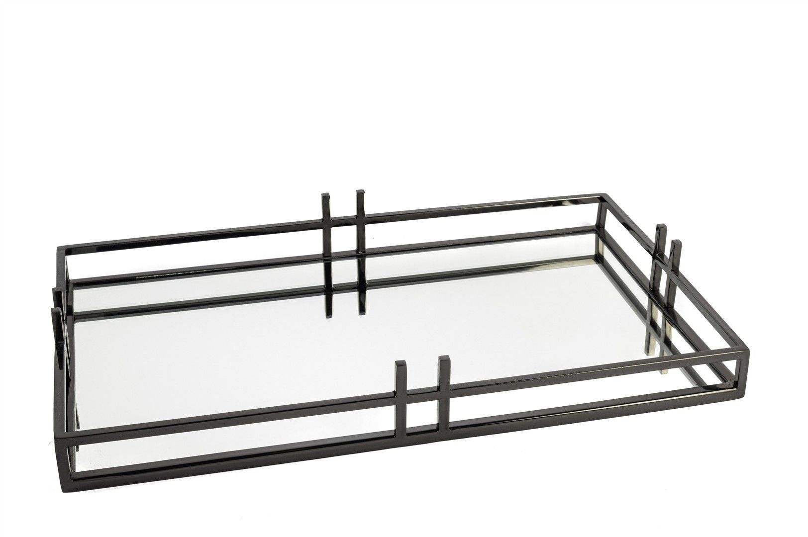 Siyah Metal Aynalı Tepsi 50x30x7cm