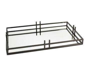 Siyah Metal Aynalı Tepsi 50x30x7cm