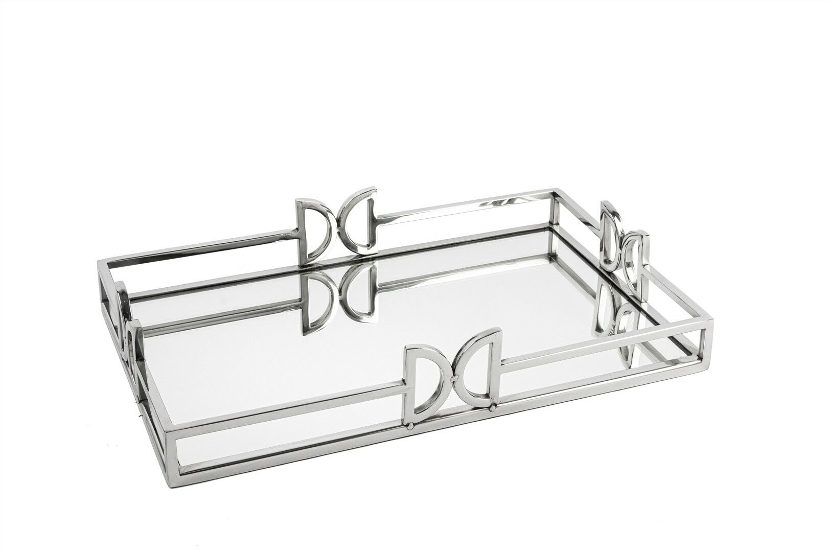 Gümüş Metal Aynalı Tepsi 41x26x7cm