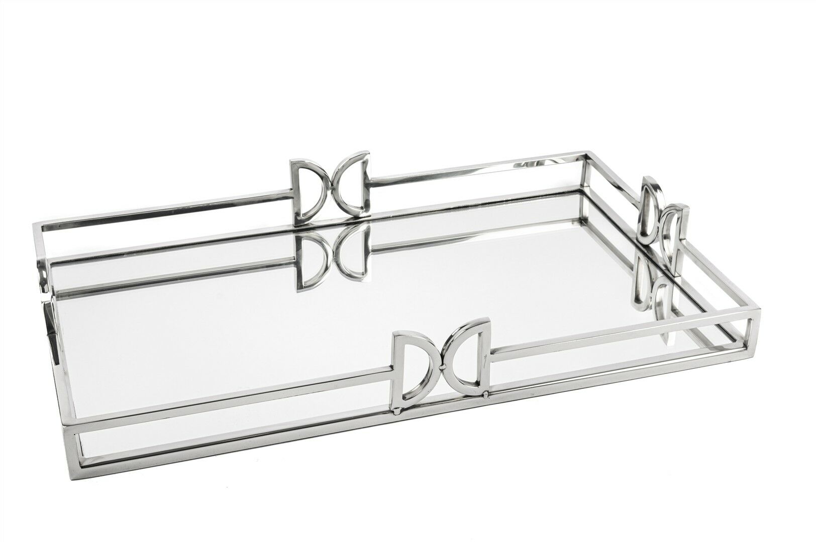 Gümüş Metal Aynalı Tepsi 50x31x7cm