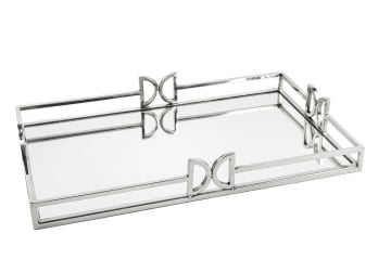 Gümüş Metal Aynalı Tepsi 50x31x7cm