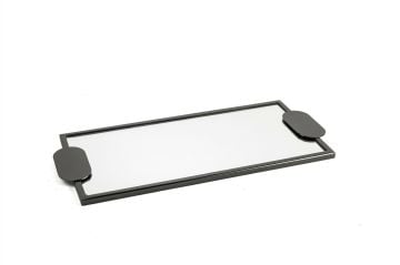 Siyah Metal Dik Camlı Tepsi 44x20x2cm