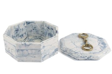 Mavi Beyaz Gold Kulplu Kutu 22x22x10cm