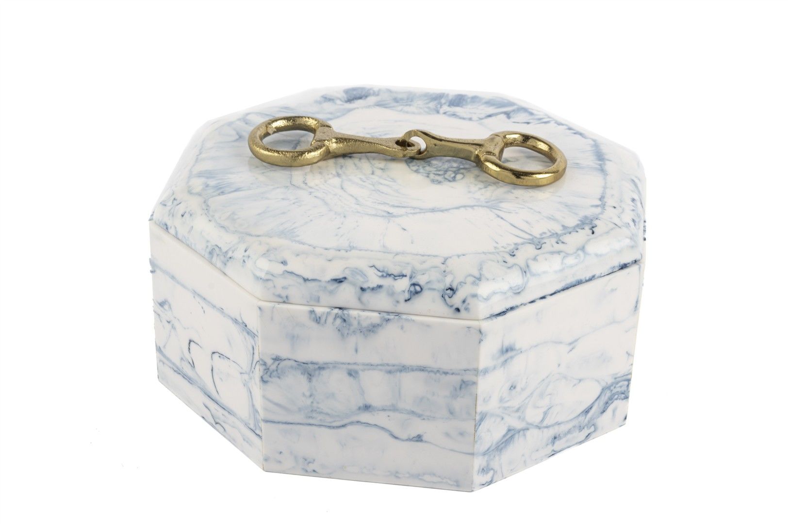 Mavi Beyaz Gold Kulplu Kutu 22x22x10cm