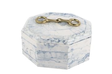 Mavi Beyaz Gold Kulplu Kutu 22x22x10cm