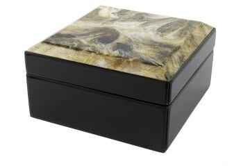 Mermer Desenli siyah Cam Kutu 22x22x12cm