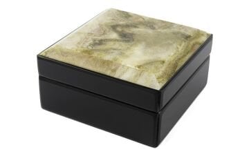 Mermer Desenli siyah Cam Kutu 17x17x9cm