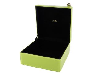 Yeşil Gold Zürafalı Cam Kutu 24x22x14cm