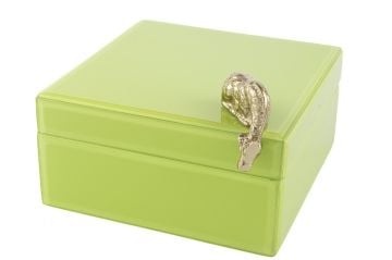 Yeşil Gold Zürafalı Cam Kutu 24x22x14cm