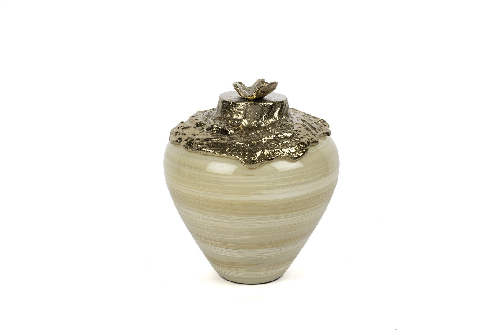 Krem Şampanya Kapaklı Küp 24x26cm