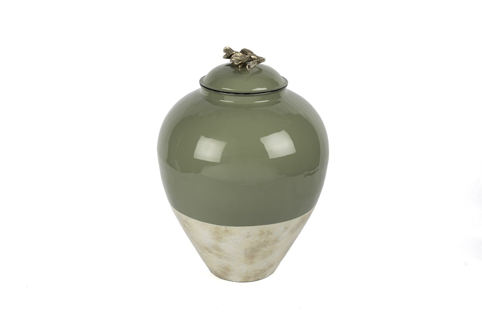 Turkuaz Krem Gold Çiçek Kapaklı Küp 40x53cm