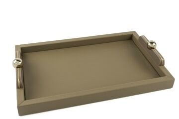 Rex Caramel deri Gold Kulplu Dik Tepsi 45x20x8cm
