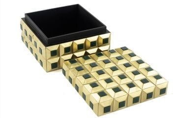 Gold Yeşil Taşlı Kutu 14x14x8