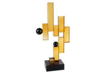 Amber Siyah Cam Dekor Obje 25x10x48cm