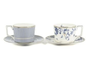 Fili e Fiori Mavi Beyaz 2li Çay Seti  220 cc