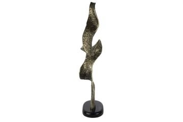 Antik Bronz Siyah Granit Dalga Obje 30x62cm