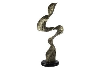 Antik Bronz Siyah Granit Dalga Obje 30x62cm