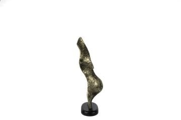 Antik Bronz Siyah Granit Dalga Obje 19x46cm