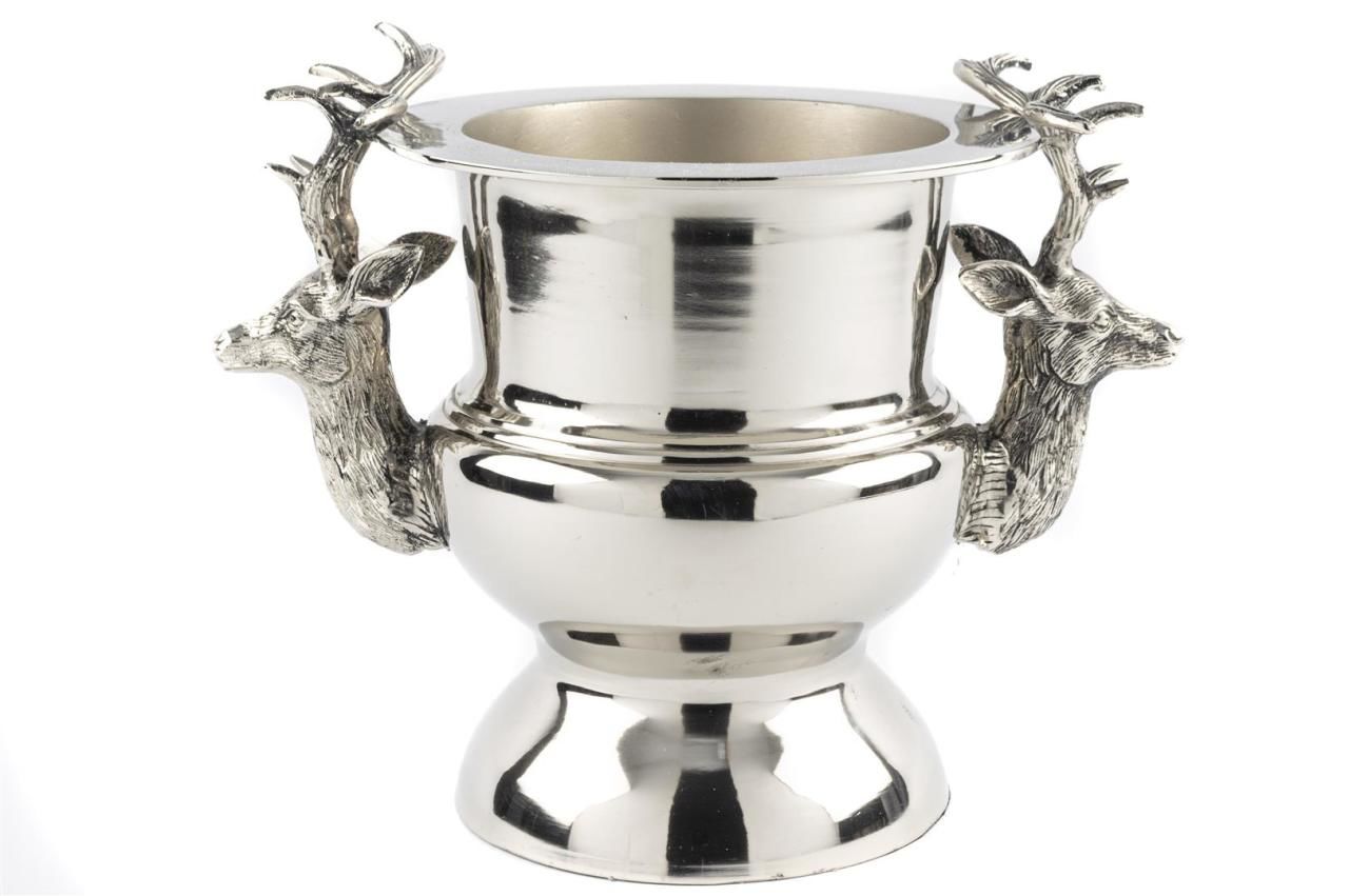 Gümüş Geyikli Şampanya Kovası 25x25x28cm