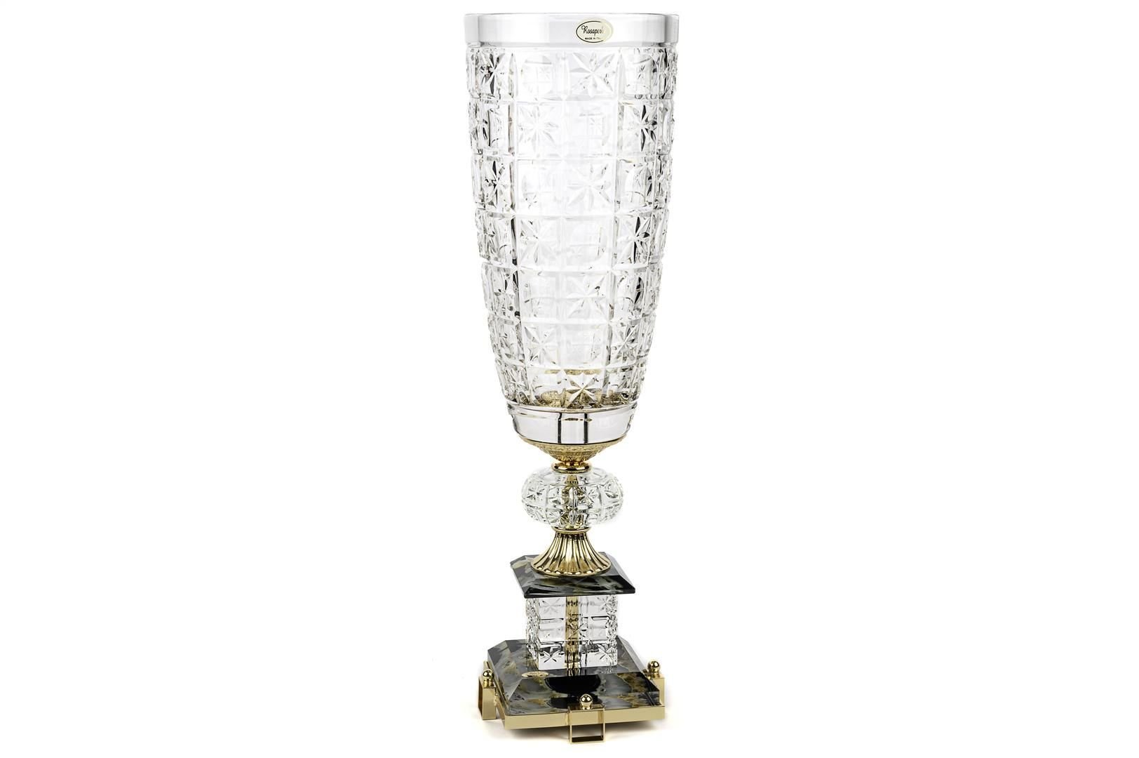 Clear Gold Ayaklı Kristal Vazo 15x15x51cm