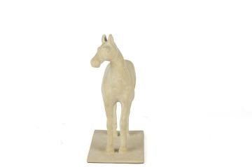 Horse Krem Alçı Dek Obje 18x23cm