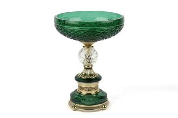 Yeşil Gold Ayaklı Kristal Dekor Kase 20x20x28cm