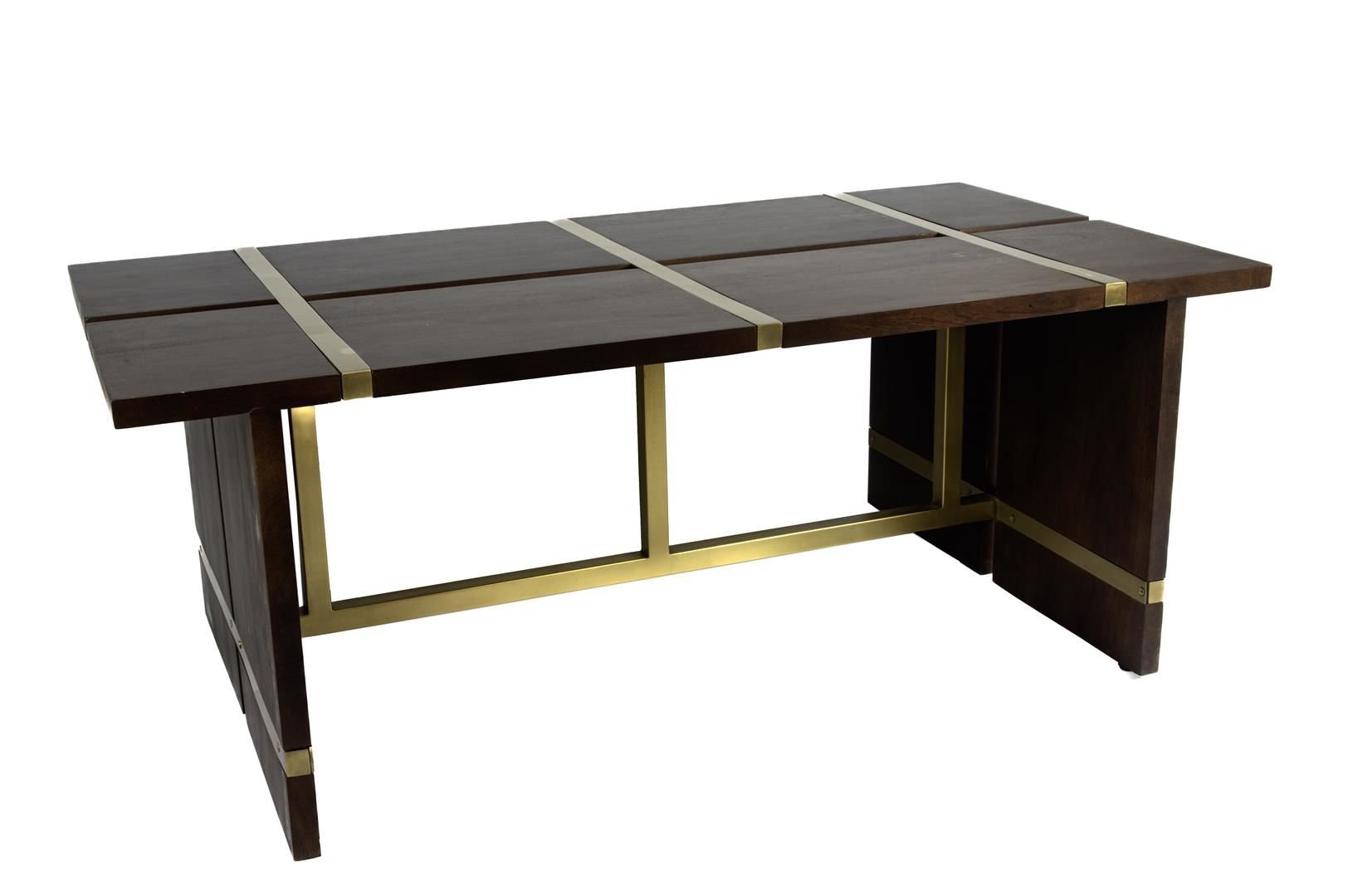 Kahve Ahşap Gold Sehpa 112x60x44cm