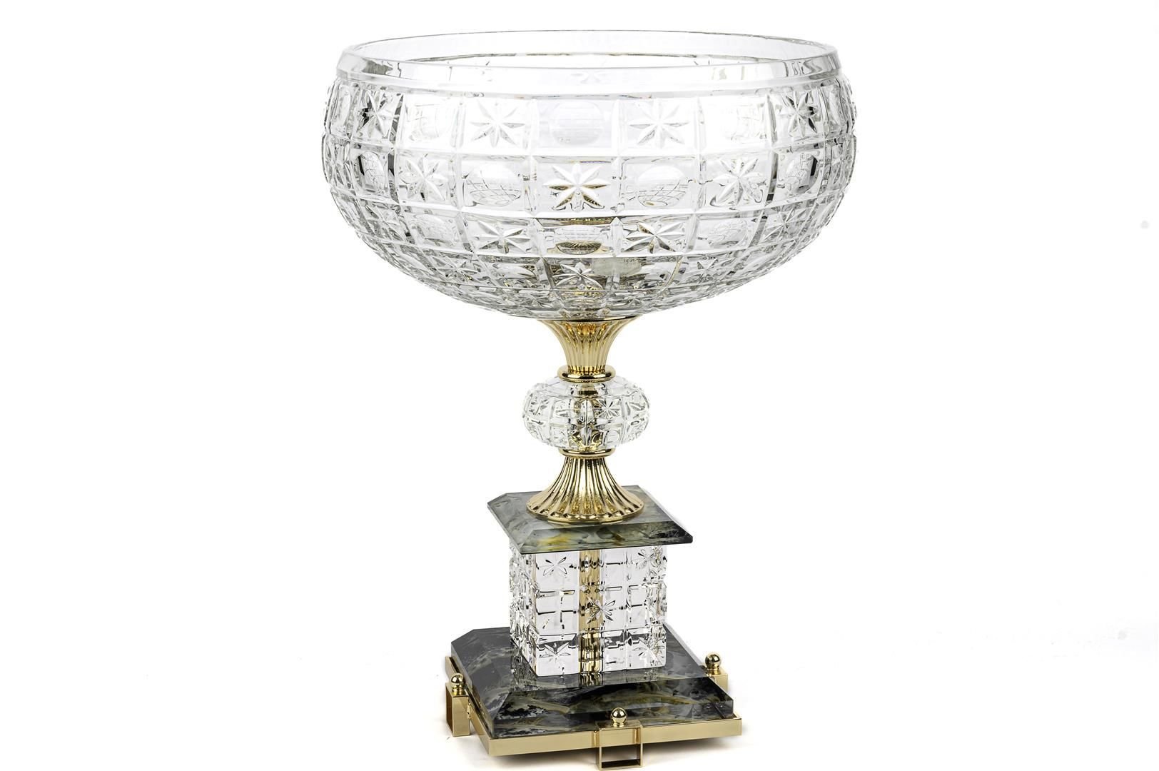 Clear Gold Ayaklı Kristal Dekor Kase 29x29x41cm