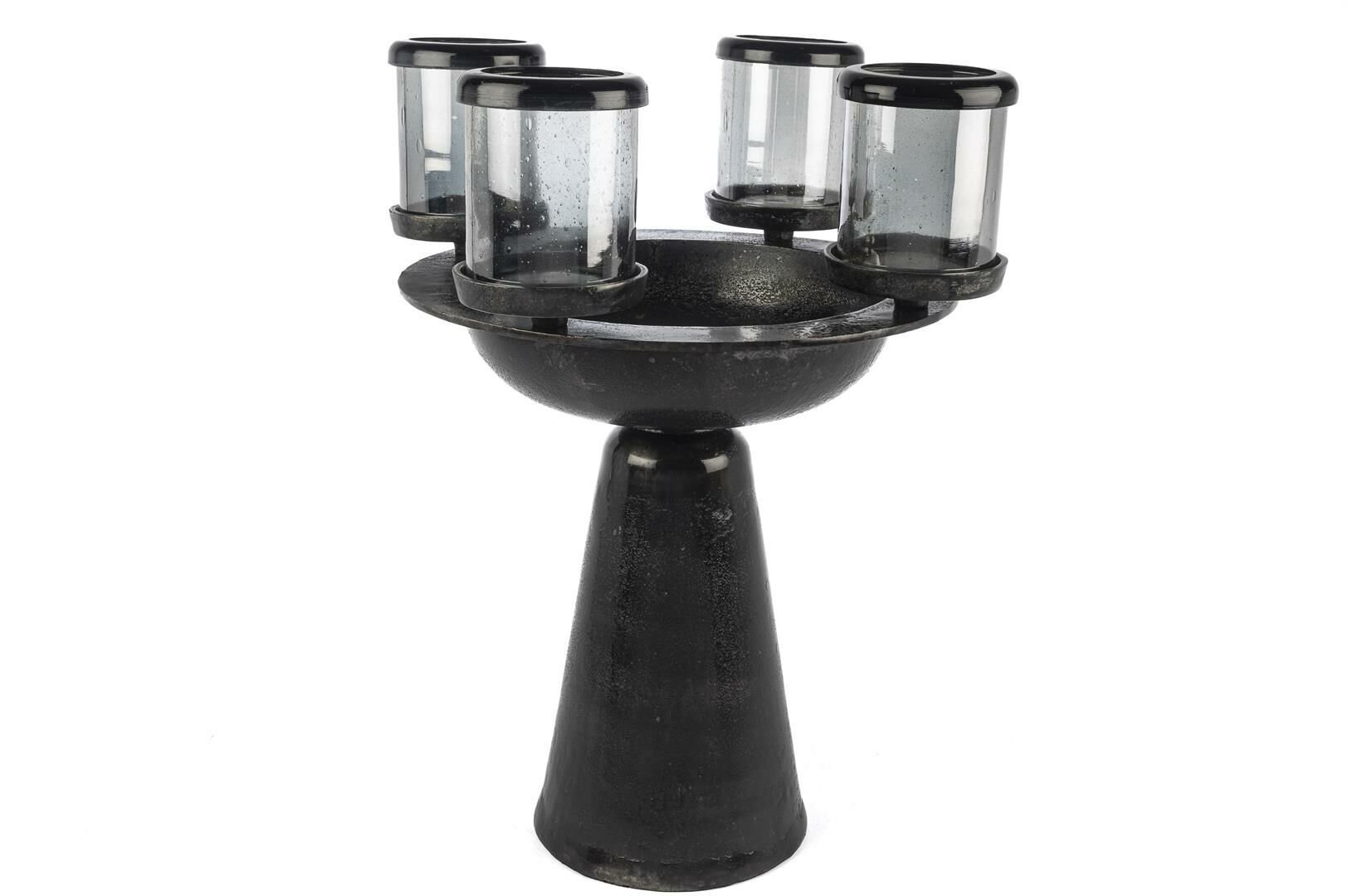 Siyah 4lü Cam Mumluk 46x58cm