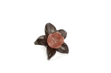 Kahve Somon Çiçek Cam Dek 12x11cm