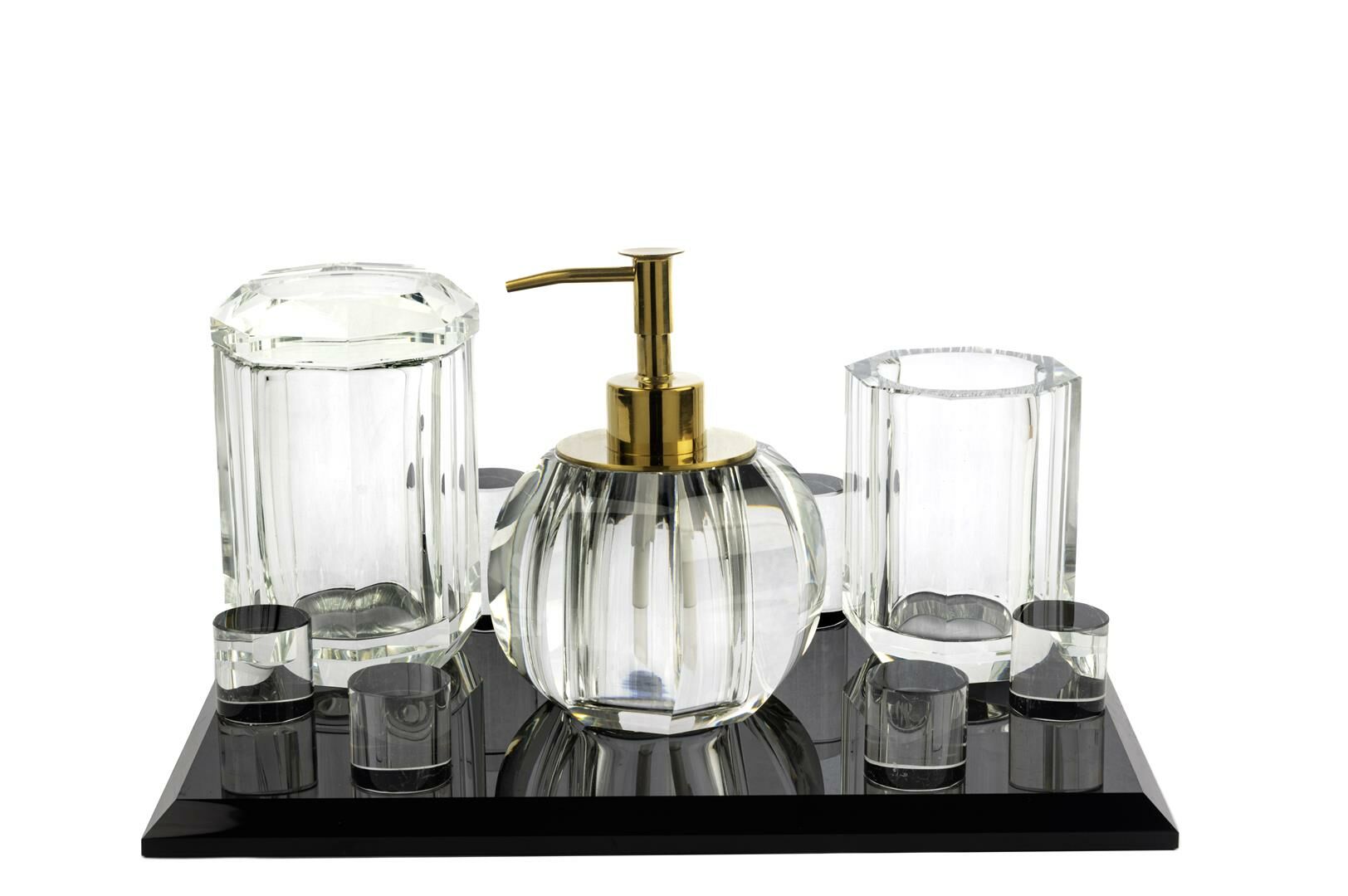 Siyah Clear 4 Parça Banyo Seti 30x21cm
