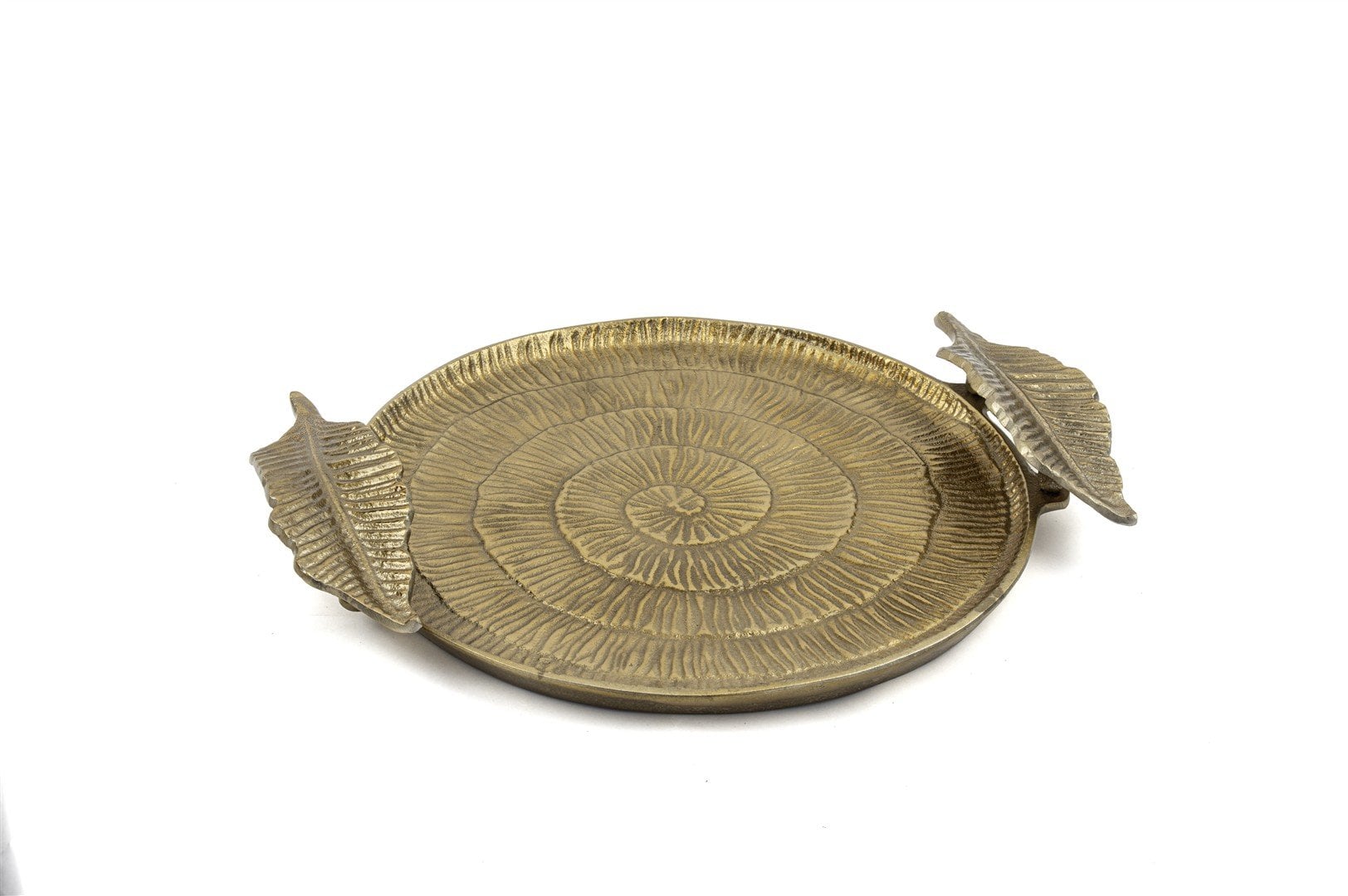 Antik Gold Yaprak Kulplu Tepsi 42x35x6cm