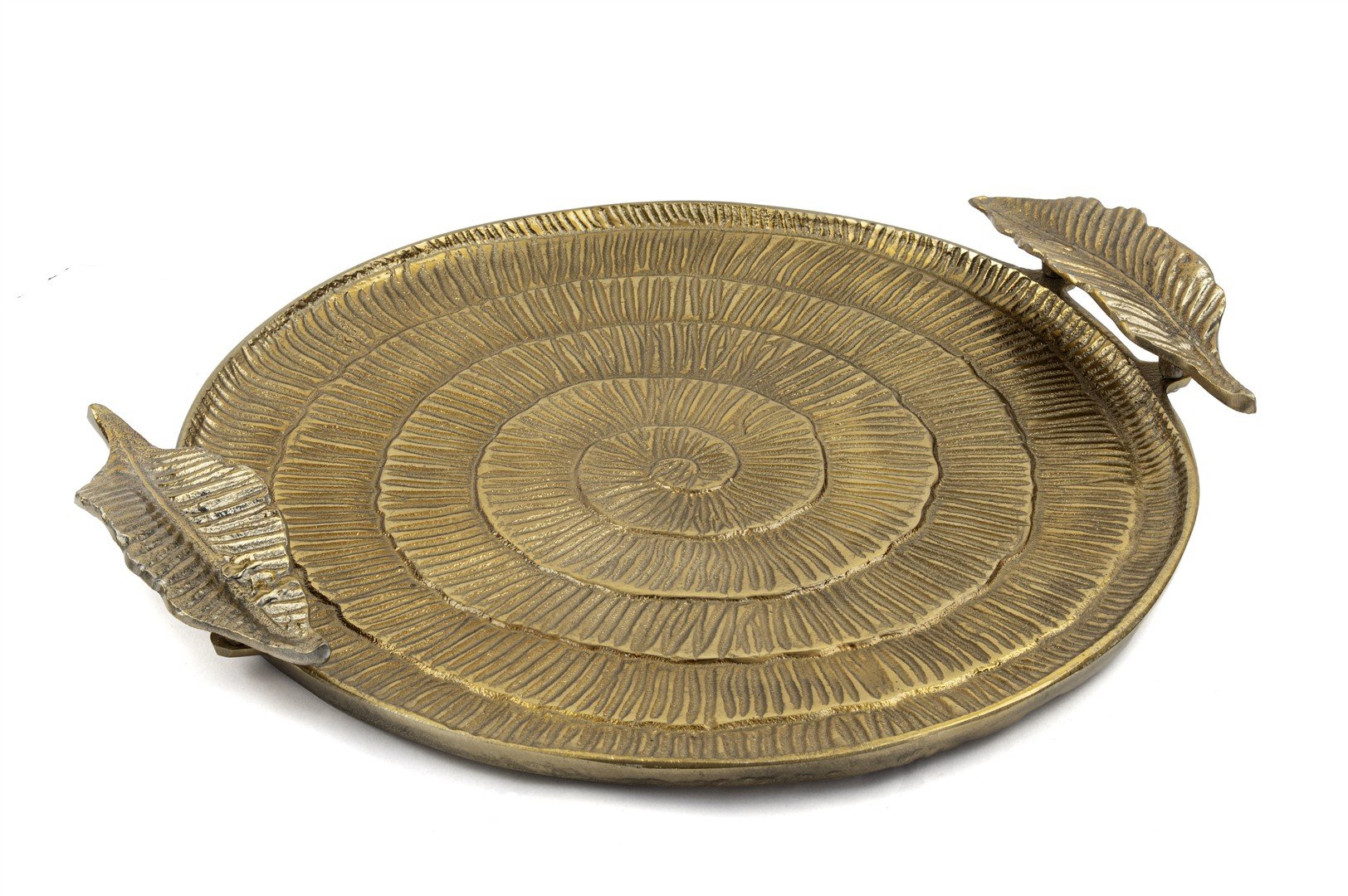 Antik Gold Yaprak Kulplu Tepsi 53x46x7cm
