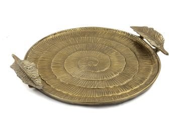 Antik Gold Yaprak Kulplu Tepsi 53x46x7cm