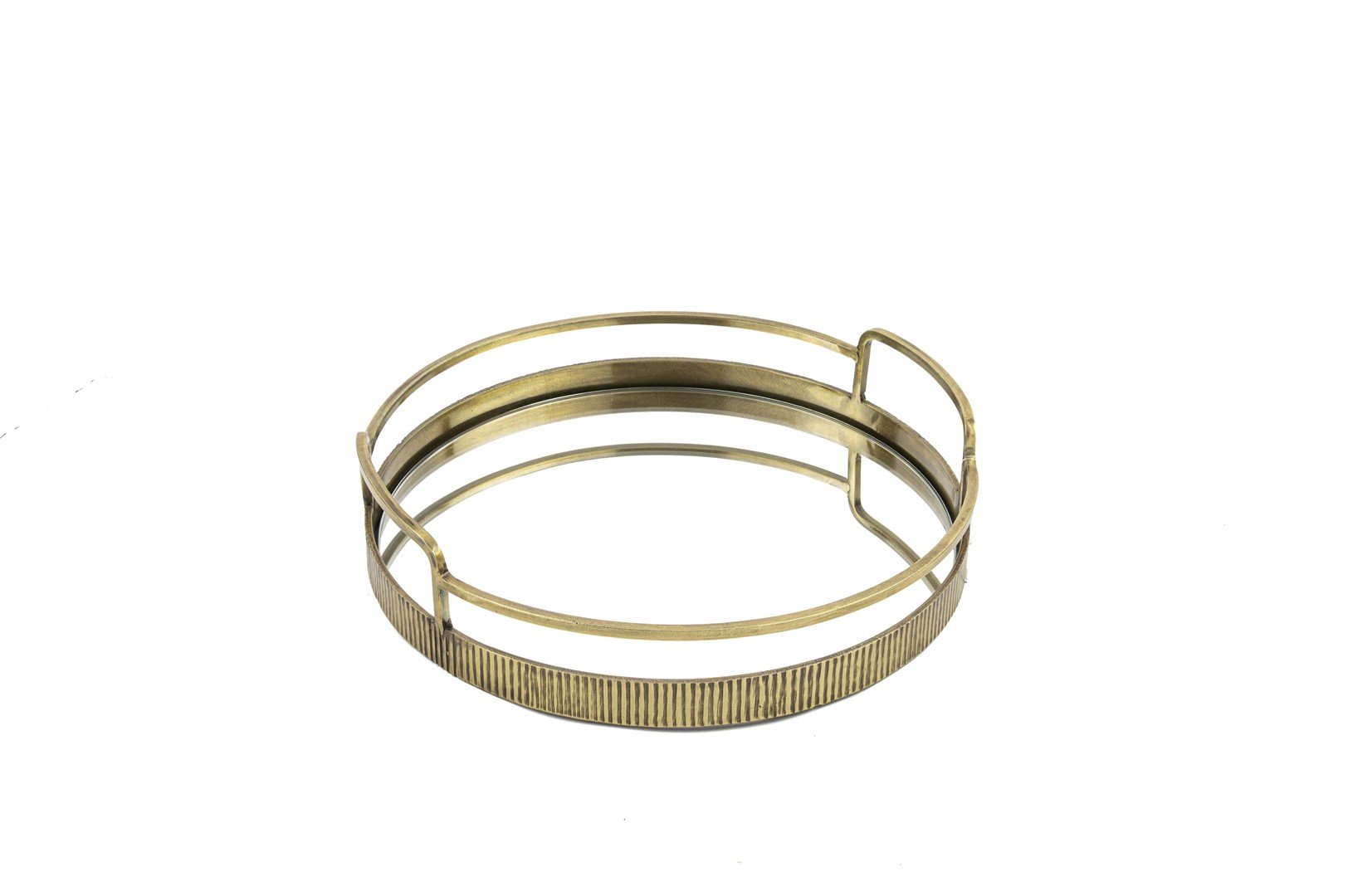 Antik Gold Aynalı Yuvarlak Tepsi 31x8cm