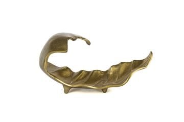 Gold Kavisli Dek Yaprak Tabak 33x17cm