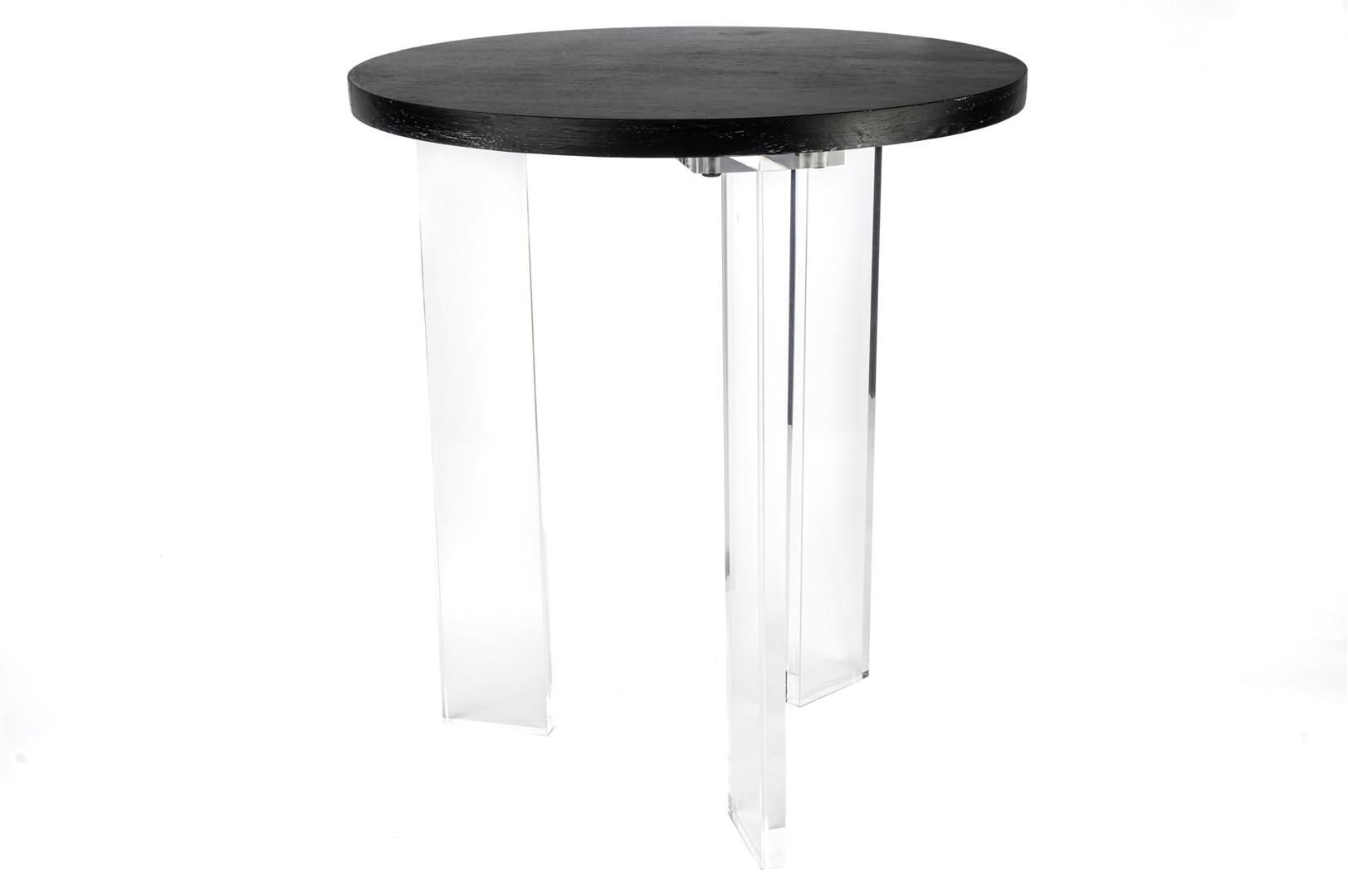 Siyah Ahşap Clear Ayaklı Sehpa 48x54cm